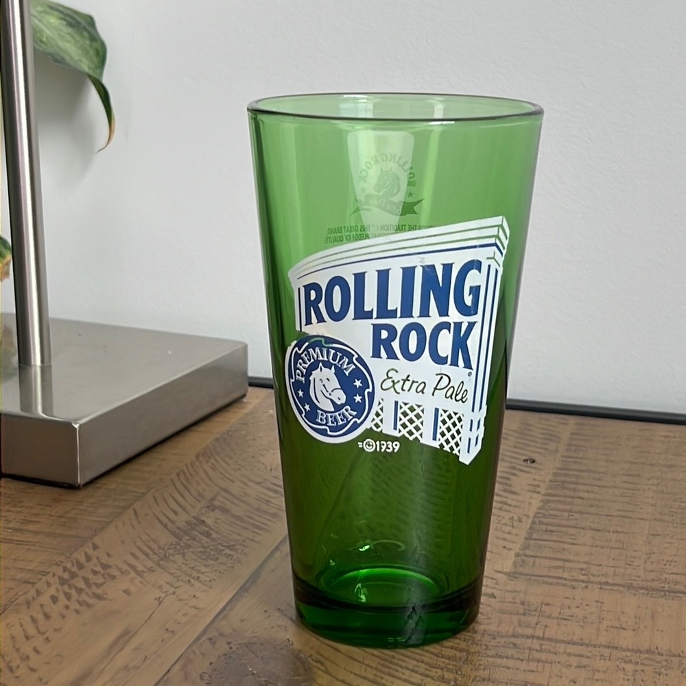 Rolling Rock Extra Pale Ale Pint Glass Green Glass TALL